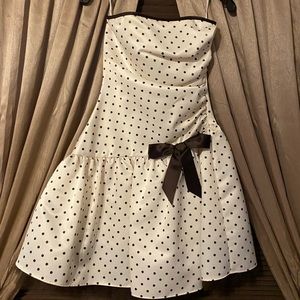 Jessica McClintock Satin Polka Dot Midi Dress